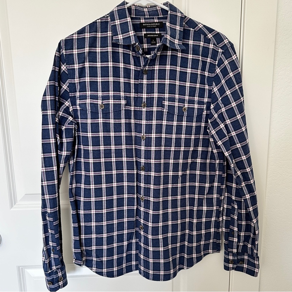 Banana Republic Luxe Fit Flannel Untucked Shirt, Size Small